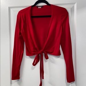 Red long sleeve cropped top
